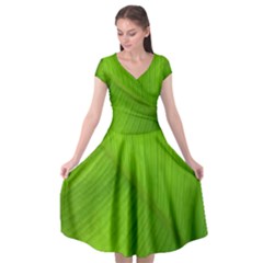 Banana Leaf Cap Sleeve Wrap Front Dress by artworkshop