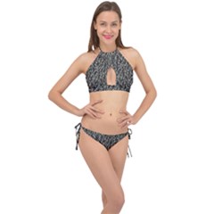 Creepy Head Motif Pattern Cross Front Halter Bikini Set by dflcprintsclothing