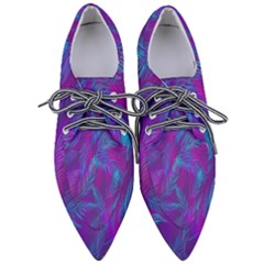Leaf-pattern-with-neon-purple-background Pointed Oxford Shoes by Jancukart