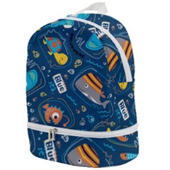 Seamless-pattern-vector-submarine-with-sea-animals-cartoon Zip Bottom Backpack by Jancukart