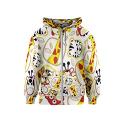 Vector-seamless-pattern-nice-animals-cartoon Kids  Zipper Hoodie by Jancukart