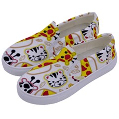 Vector-seamless-pattern-nice-animals-cartoon Kids  Canvas Slip Ons by Jancukart