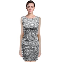 Black And White Hello Text Motif Random Pattern Sleeveless Velvet Midi Dress by dflcprintsclothing