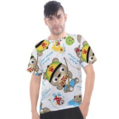Vector-seamless-pattern-cute-fishing-animals-cartoon Men s Sport Top by Jancukart
