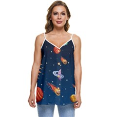 Background-template-with-bright-stars-dark-sky Casual Spaghetti Strap Chiffon Top by Jancukart