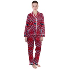 Abstract Pattern Geometric Backgrounds  Satin Long Sleeve Pajamas Set by Eskimos