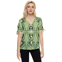 Abstract Pattern Geometric Backgrounds Bow Sleeve Button Up Top by Eskimos