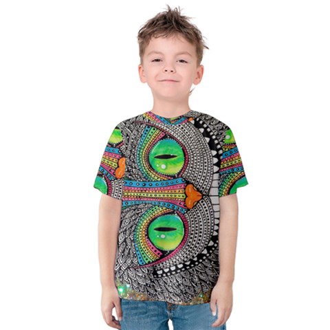 Alice In Wonderland Cat Kids  Cotton Tee by artworkshop