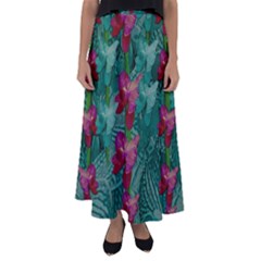 Rare Excotic Forest Of Wild Orchids Vines Blooming In The Calm Flared Maxi Skirt by pepitasart