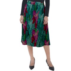 Rare Excotic Forest Of Wild Orchids Vines Blooming In The Calm Classic Velour Midi Skirt  by pepitasart