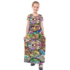 Character Disney Stained Kids  Short Sleeve Maxi Dress by artworkshop