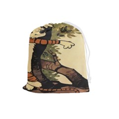 Calvin And Hobbes Drawstring Pouch (large) by artworkshop