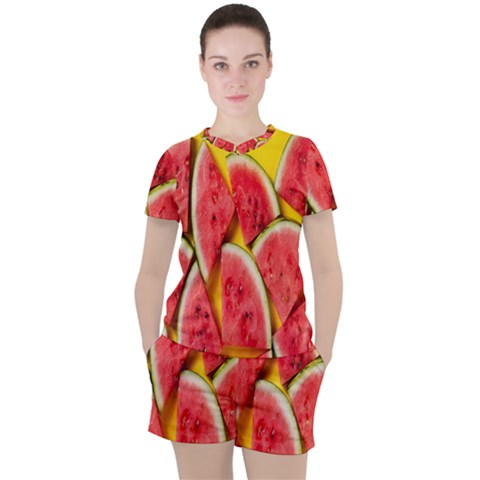 Watermelon Women s Tee And Shorts Set by artworkshop