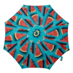 Watermelon Blue Background Hook Handle Umbrellas (small) by artworkshop