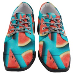 Watermelon Blue Background Women Heeled Oxford Shoes by artworkshop