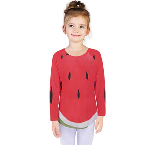 Watermelon Pillow Fluffy Kids  Long Sleeve Tee by artworkshop