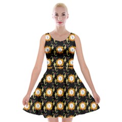 Flowers Pattern Velvet Skater Dress by Sparkle