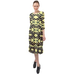Abstract Pattern Geometric Backgrounds Ruffle End Midi Chiffon Dress by Eskimos