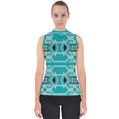 Abstract Pattern Geometric Backgrounds  Mock Neck Shell Top by Eskimos