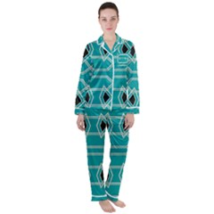 Abstract Pattern Geometric Backgrounds  Satin Long Sleeve Pajamas Set by Eskimos
