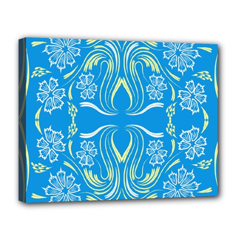 Folk Flowers Print Floral Pattern Ethnic Art Canvas 14  X 11  (stretched) by Eskimos