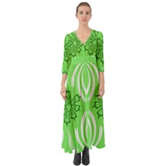 Folk Flowers Print Floral Pattern Ethnic Art Button Up Boho Maxi Dress by Eskimos