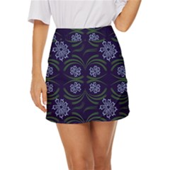 Folk Flowers Print Floral Pattern Ethnic Art Mini Front Wrap Skirt by Eskimos