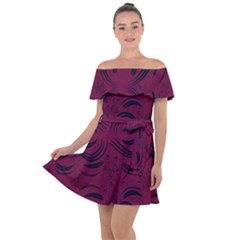 Folk Flowers Print Floral Pattern Ethnic Art Off Shoulder Velour Dress by Eskimos
