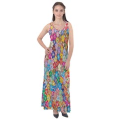 Floral Flowers Sleeveless Velour Maxi Dress by artworkshop