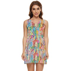 Floral Flowers Tiered Sleeveless Mini Dress by artworkshop