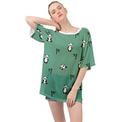 Pandas Pattern Oversized Chiffon Top by artworkshop