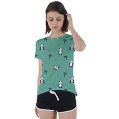 Pandas Pattern Short Sleeve Foldover Tee by artworkshop