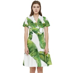Sheets Tropical Plant Palm Summer Exotic Short Sleeve Waist Detail Dress by artworkshop