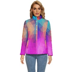 Triangles Polygon Color Women s Puffer Bubble Jacket Coat by artworkshop