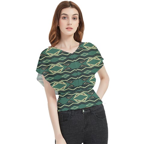 Abstract Pattern Geometric Backgrounds Butterfly Chiffon Blouse by Eskimos
