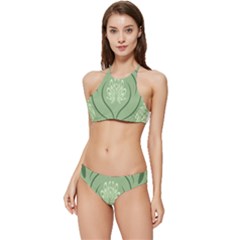 Folk Flowers Print Floral Pattern Ethnic Art Banded Triangle Bikini Set by Eskimos
