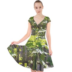 Bitter Melon Cap Sleeve Front Wrap Midi Dress by artworkshop