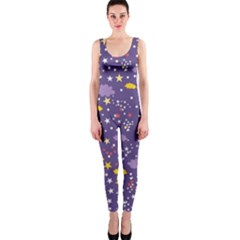 Pattern-cute-clouds-stars One Piece Catsuit by Jancukart