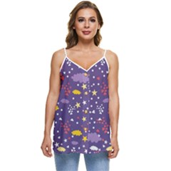 Pattern-cute-clouds-stars Casual Spaghetti Strap Chiffon Top by Jancukart