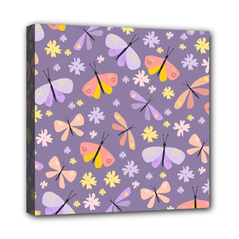 Vector-seamless-pattern-with-butterflies-beetles Mini Canvas 8  X 8  (stretched) by Jancukart