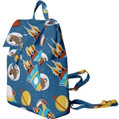 Seamless-pattern-vector-with-spacecraft-funny-animals-astronaut Buckle Everyday Backpack by Jancukart