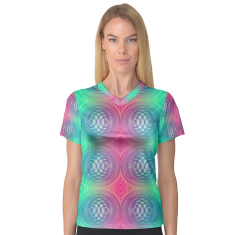 Infinity Circles V-neck Sport Mesh Tee by Thespacecampers