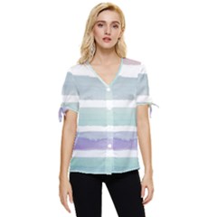 Watercolor Bow Sleeve Button Up Top by artworkshop