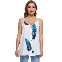 Feather Bird Casual Spaghetti Strap Chiffon Top by artworkshop