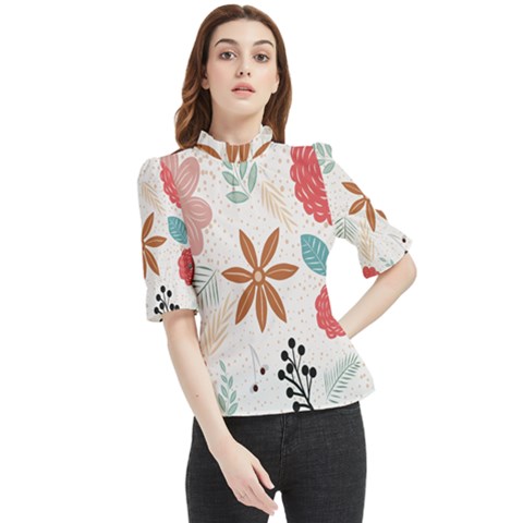 Nature Flora Frill Neck Blouse by artworkshop