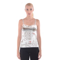 I Love London Drawing Spaghetti Strap Top by Jancukart