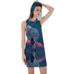 Astronaut-moon-space-nasa-planet Racer Back Hoodie Dress by Jancukart