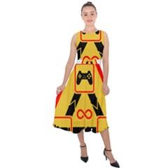 Gamer-geek-video-game-sign-fan Midi Tie-back Chiffon Dress by Jancukart