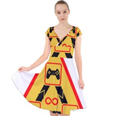 Gamer-geek-video-game-sign-fan Cap Sleeve Front Wrap Midi Dress by Jancukart