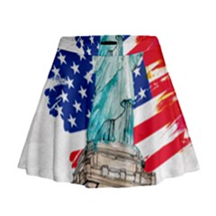 Statue Of Liberty Independence Day Poster Art Mini Flare Skirt by Jancukart